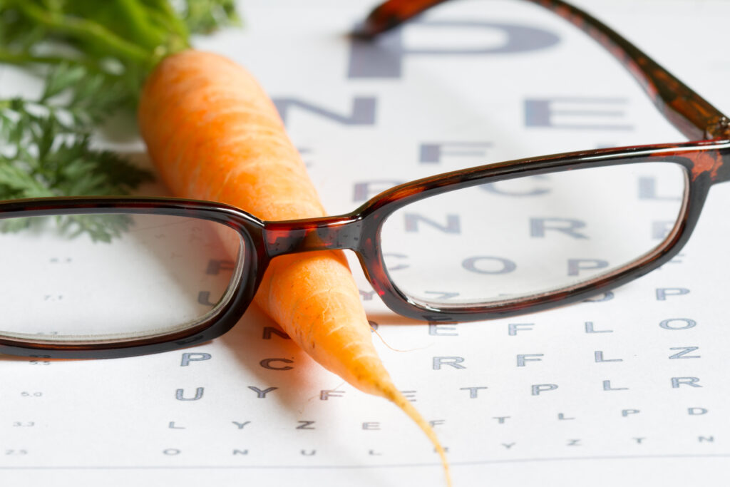 Augentraining, Karotte, Brille, Sehtafel